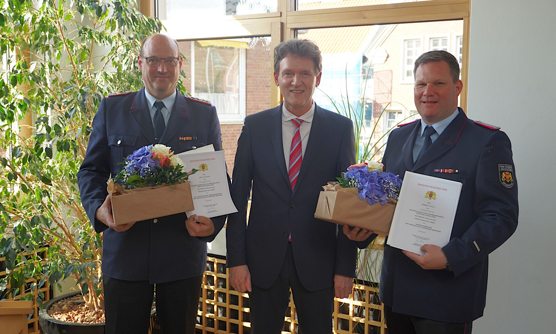 Ortsfeuerwehr Bramsche: Ortsbrandmeister Markus Dall (re.) und der stellvertretende Ortsbrandmeister Uwe Keiser (li.)