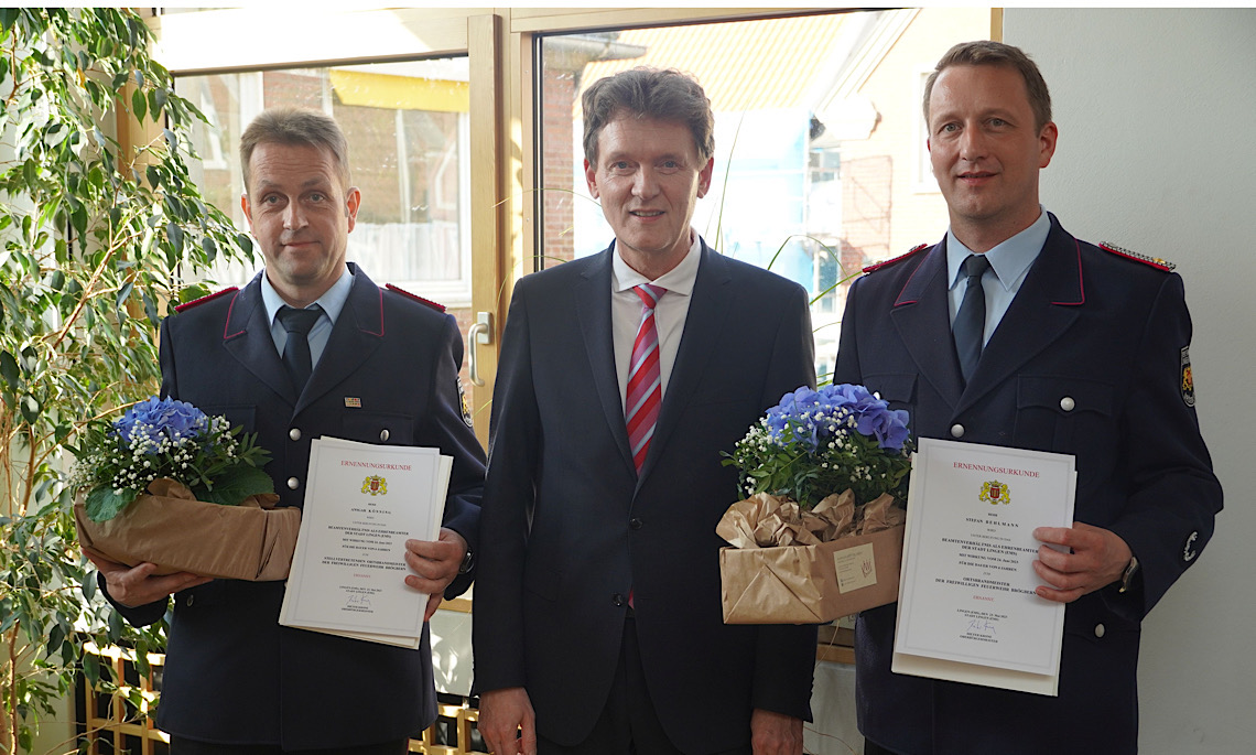 Ortsfeuerwehr Brögbern: Ortsbrandmeister Stefan Behlmann (re.) und der stellvertretende Ortsbrandmeister Ansgar Könning (li.)