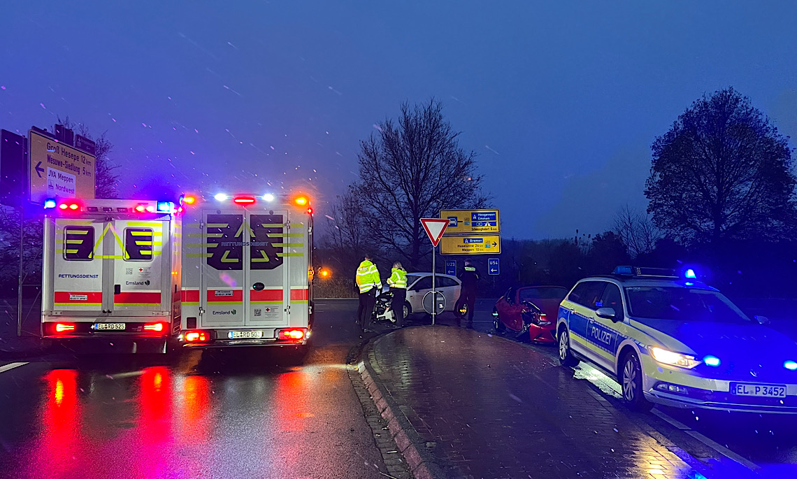 Meppen – Zwei Verletzte nach Unfall auf B402