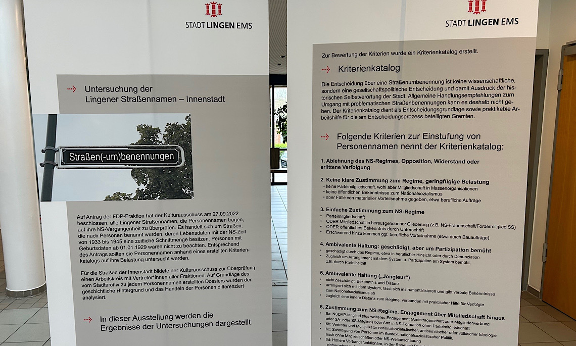 Ausstellung im Rathaus thematisiert Straßennamen in Lingen
