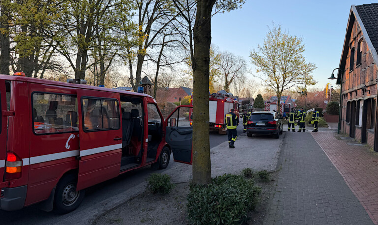 Vinnen – Hecke brennt am Gebäude