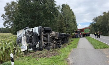 Lkw kippt nach Überholmanöver um – Kartoffeln landen im Maisfeld